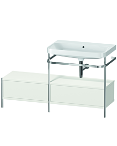 Duravit Happy D.2 Plus combinaison lavabo pour meuble HP4857N3939 140x49cm, avec console en métal, sans trou pour robinetterie, nordic blanc mat