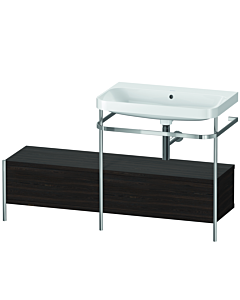 Duravit Happy D.2 Plus vanity washbasin combination HP4857N6969 140x49cm, with metal console, without tap hole, brushed walnut