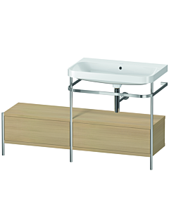Duravit Happy D.2 Plus furniture washbasin combination HP4857N7171 140x49cm, with metal console, without tap hole, Mediterranean oak