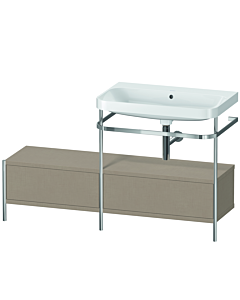 Duravit Happy D.2 Plus Möbelwaschtisch-Kombination HP4857N7575 140x49cm, mit Metallkonsole, ohne Hahnloch, leinen