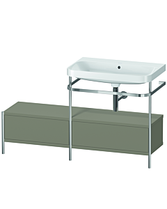 Duravit Happy D.2 Plus combinaison lavabo pour meuble HP4857N9292 140x49cm, avec console en métal, sans trou pour robinetterie, finition satinée gris pierre