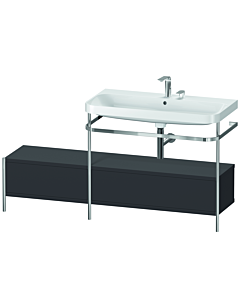 Duravit Happy D.2 Plus Möbelwaschtisch-Kombination HP4858E8080 160x49cm, mit Metallkonsole, 2 Hahnlöcher, graphit supermatt
