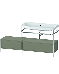Duravit Happy D.2 Plus Möbelwaschtisch-Kombination HP4858N9292 160x49cm, mit Metallkonsole, ohne Hahnloch, steingrau seidenmatt