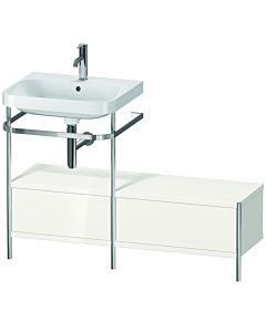 Duravit Happy D.2 Plus Möbelwaschtisch-Kombination HP4860O2222 120x49cm, mit Metallkonsole, 1 Hahnloch, weiß hochglanz
