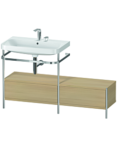 Duravit Happy D.2 Plus Möbelwaschtisch-Kombination HP4862E7171 140x49cm, mit Metallkonsole, 2 Hahnlöcher, mediterrane Eiche