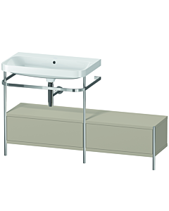 Duravit Happy D.2 Plus combinaison lavabo pour meuble HP4862N6060 140x49cm, avec console en métal, sans trou pour robinetterie, taupe satiné