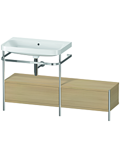 Duravit Happy D.2 Plus furniture washbasin combination HP4862N7171 140x49cm, with metal console, without tap hole, Mediterranean oak