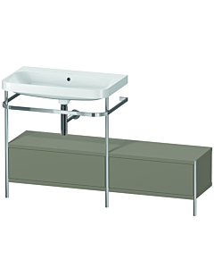 Duravit Happy D.2 Plus Möbelwaschtisch-Kombination HP4862N9292 140x49cm, mit Metallkonsole, ohne Hahnloch, steingrau seidenmatt