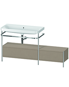 Duravit Happy D.2 Plus combinaison lavabo sur meuble HP4863N7575 160x49cm, avec console en métal, sans trou pour robinet, lin