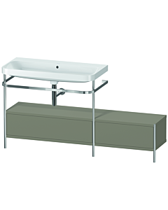 Duravit Happy D.2 Plus furniture washbasin combination HP4863N9292 160x49cm, with metal console, without tap hole, stone gray satin finish