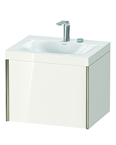 Duravit XViu Waschtisch-Unterschrank XV4609EB122C 60x48cm, 1 Auszug, 2 Hahnlöcher, champagner matt, Rahmen C, weiß hochglanz