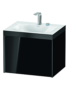 Duravit XViu vanity unit XV4609EB240P 60x48cm, 2000 pull-out, 2 tap holes, matt black, Rahmen P, high-gloss black