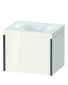 Duravit XViu Waschtisch-Unterschrank XV4609NB222C 60x48cm, 1 Auszug, ohne Hahnloch, schwarz matt, Rahmen C, weiß hochglanz