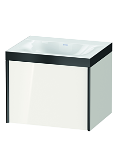 Duravit XViu Waschtisch-Unterschrank XV4609NB222P 60x48cm, 1 Auszug, ohne Hahnloch, schwarz matt, Rahmen P, weiß hochglanz