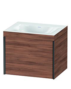 Duravit XViu Waschtisch-Unterschrank XV4609NB279C 60x48cm, 1 Auszug, ohne Hahnloch, schwarz matt, Rahmen C, nussbaum natur