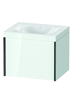 Duravit XViu Waschtisch-Unterschrank XV4609NB285C 60x48cm, 1 Auszug, ohne Hahnloch, schwarz matt, Rahmen C, weiß hochglanz