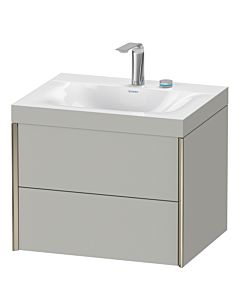 Duravit XViu Waschtisch-Unterschrank XV4614EB107C 60x48cm, 2 Schubkästen, 2 Hahnlöcher, champagner matt, Rahmen C, betongrau matt