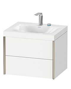 Duravit XViu Waschtisch-Unterschrank XV4614EB118C 60x48cm, 2 Schubkästen, 2 Hahnlöcher, champagner matt, Rahmen C, weiß matt