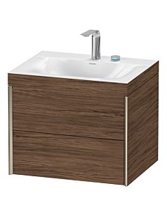 Duravit XViu Waschtisch-Unterschrank XV4614EB121C 60x48cm, 2 Schubkästen, 2 Hahnlöcher, champagner matt, Rahmen C, nussbaum dunkel