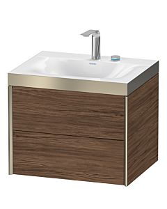 Duravit XViu Waschtisch-Unterschrank XV4614EB121P 60x48cm, 2 Schubkästen, 2 Hahnlöcher, champagner matt, Rahmen P, nussbaum dunkel