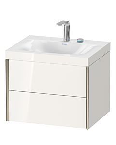 Duravit XViu Waschtisch-Unterschrank XV4614EB122C 60x48cm, 2 Schubkästen, 2 Hahnlöcher, champagner matt, Rahmen C, weiß hochglanz