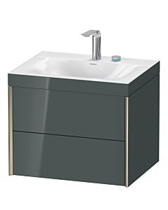 Duravit XViu vanity unit XV4614EB138C 60x48cm, 2 drawers, 2 tap holes, matt champagne, Rahmen C, dolomiti gray high gloss