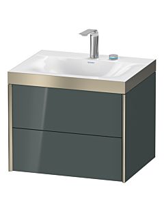 Duravit Meuble sous-vasque XViu XV4614EB138P 60x48cm, 2 tiroirs, 2 trous pour robinetterie, champagne mat, Rahmen P, gris dolomiti brillant