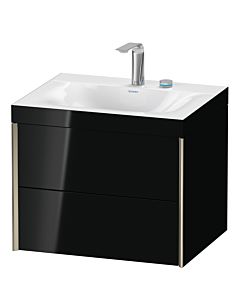 Duravit XViu vanity unit XV4614EB140C 60x48cm, 2 drawers, 2 tap holes, matt champagne, Rahmen C, high-gloss black