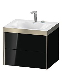 Duravit XViu vanity unit XV4614EB140P 60x48cm, 2 drawers, 2 tap holes, matt champagne, Rahmen P, high-gloss black