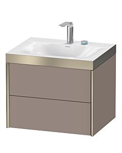 Duravit XViu vanity unit XV4614EB143P 60x48cm, 2 drawers, 2 tap holes, matt champagne, Rahmen P, matt basalt