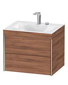 Duravit XViu Waschtisch-Unterschrank XV4614EB179C 60x48cm, 2 Schubkästen, 2 Hahnlöcher, champagner matt, Rahmen C, nussbaum natur
