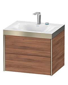 Duravit XViu Waschtisch-Unterschrank XV4614EB179P 60x48cm, 2 Schubkästen, 2 Hahnlöcher, champagner matt, Rahmen P, nussbaum natur