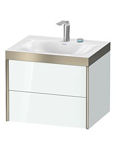 Duravit XViu Waschtisch-Unterschrank XV4614EB185P 60x48cm, 2 Schubkästen, 2 Hahnlöcher, champagner matt, Rahmen P, weiß hochglanz