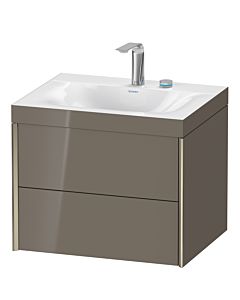 Duravit Meuble sous-vasque XViu XV4614EB189C 60x48cm, 2 tiroirs, 2 trous pour robinetterie, champagne mat, Rahmen C, gris flanelle brillant
