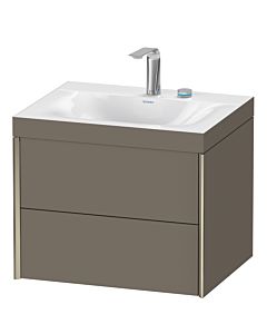 Duravit XViu vanity unit XV4614EB190C 60x48cm, 2 drawers, 2 tap holes, matt champagne, Rahmen C, flannel gray silk matt
