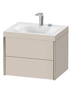 Duravit XViu Waschtisch-Unterschrank XV4614EB191C 60x48cm, 2 Schubkästen, 2 Hahnlöcher, champagner matt, Rahmen C, taupe matt