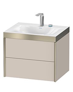 Duravit XViu Waschtisch-Unterschrank XV4614EB191P 60x48cm, 2 Schubkästen, 2 Hahnlöcher, champagner matt, Rahmen P, taupe matt