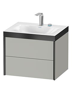 Duravit XViu vanity unit XV4614EB207P 60x48cm, 2 drawers, 2 tap holes, matt black, Rahmen P, matt concrete gray