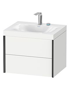 Duravit Meuble sous-vasque XViu XV4614EB218C 60x48cm, 2 tiroirs, 2 trous pour robinetterie, noir mat, Rahmen C, blanc mat