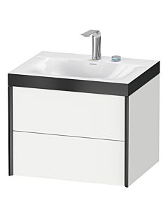 Duravit XViu Waschtisch-Unterschrank XV4614EB218P 60x48cm, 2 Schubkästen, 2 Hahnlöcher, schwarz matt, Rahmen P, weiß matt
