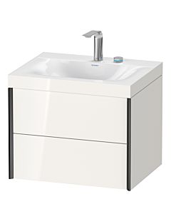 Duravit XViu Waschtisch-Unterschrank XV4614EB222C 60x48cm, 2 Schubkästen, 2 Hahnlöcher, schwarz matt, Rahmen C, weiß hochglanz