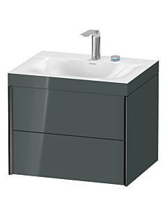 Duravit XViu Waschtisch-Unterschrank XV4614EB238C 60x48cm, 2 Schubkästen, 2 Hahnlöcher, schwarz matt, Rahmen C, dolomiti grey hochglanz