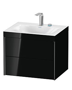 Duravit XViu vanity unit XV4614EB240C 60x48cm, 2 drawers, 2 tap holes, matt black, Rahmen C, high-gloss black
