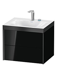 Duravit XViu vanity unit XV4614EB240P 60x48cm, 2 drawers, 2 tap holes, matt black, Rahmen P, high-gloss black