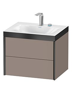 Duravit XViu vanity unit XV4614EB243P 60x48cm, 2 drawers, 2 tap holes, matt black, Rahmen P, matt basalt