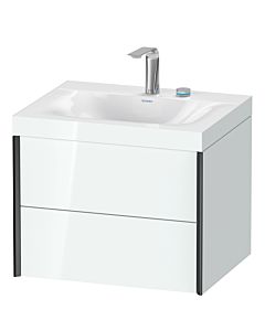 Duravit XViu Waschtisch-Unterschrank XV4614EB285C 60x48cm, 2 Schubkästen, 2 Hahnlöcher, schwarz matt, Rahmen C, weiß hochglanz