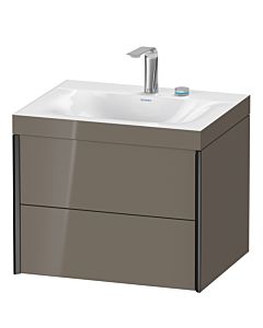 Duravit XViu Waschtisch-Unterschrank XV4614EB289C 60x48cm, 2 Schubkästen, 2 Hahnlöcher, schwarz matt, Rahmen C, flannel grey hochglanz