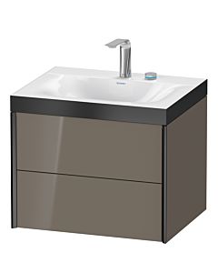 Duravit XViu Waschtisch-Unterschrank XV4614EB289P 60x48cm, 2 Schubkästen, 2 Hahnlöcher, schwarz matt, Rahmen P, flannel grey hochglanz