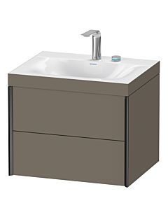 Duravit XViu Waschtisch-Unterschrank XV4614EB290C 60x48cm, 2 Schubkästen, 2 Hahnlöcher, schwarz matt, Rahmen C, flannel grey seidenmatt