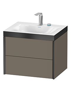 Duravit XViu vanity unit XV4614EB290P 60x48cm, 2 drawers, 2 tap holes, matt black, Rahmen P, flannel gray silk matt